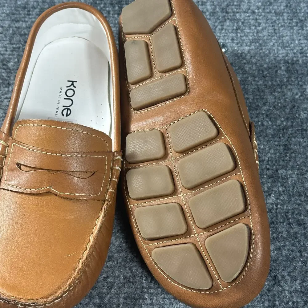 Kone Boys Leather Penny Loafers EU 35 US 2.5 Tan Driving Moccasins Peru